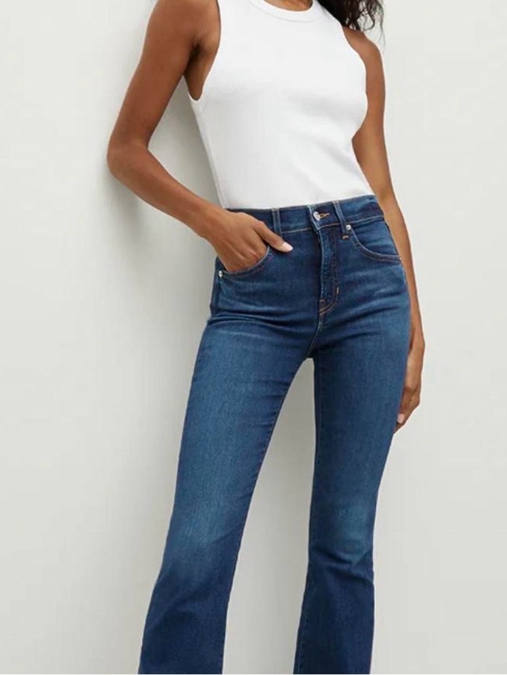 Veronica Beard High-Rise Dark Blue Flare Jeans